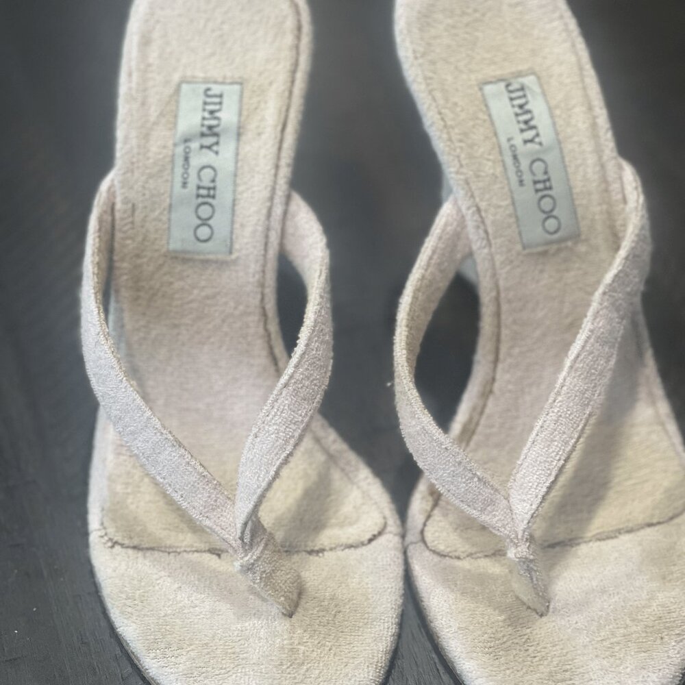 Jimmy Choo Terry Cloth Wedge Thong Sandals